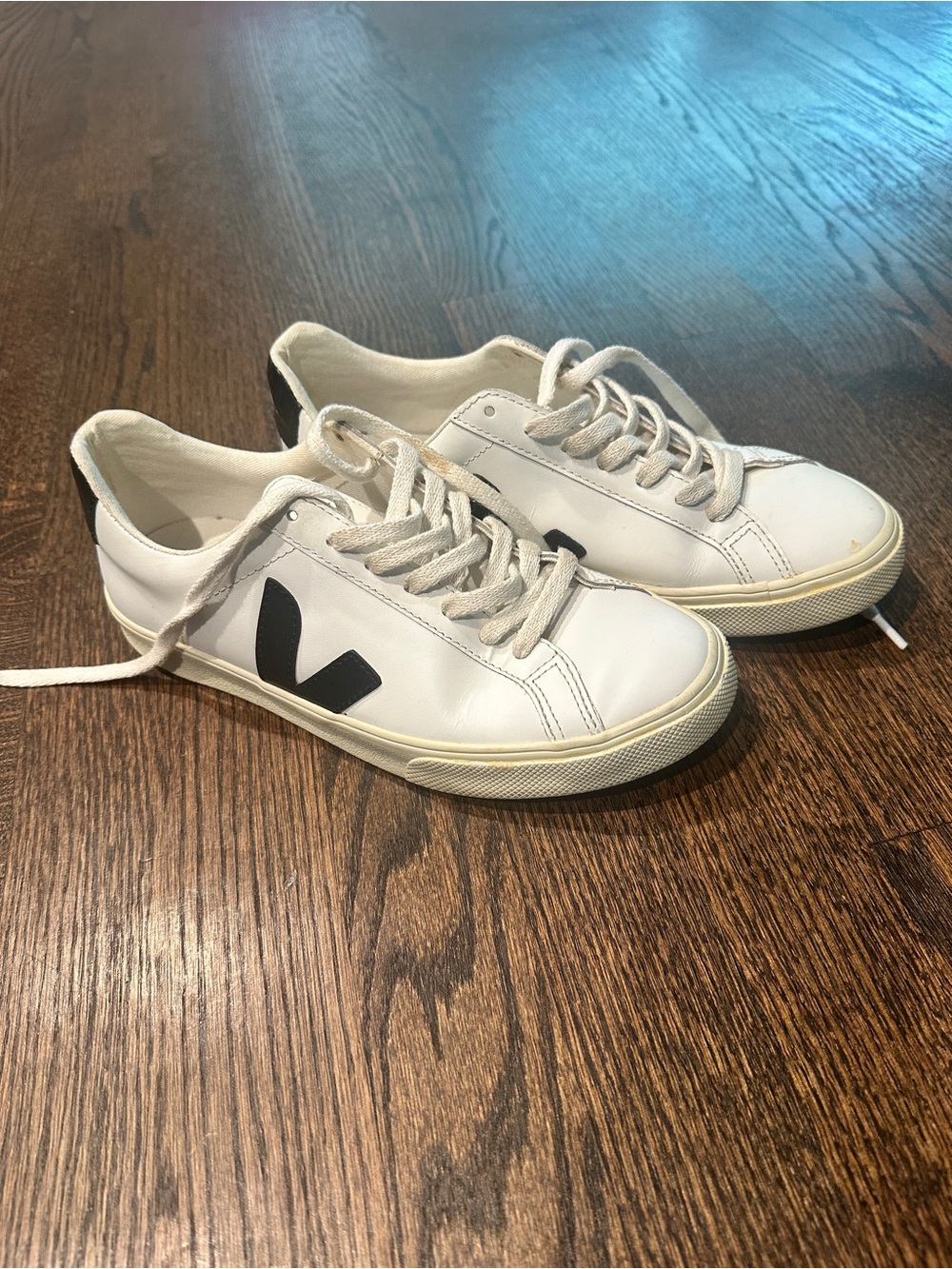 Veja Cream Canvas Sneakers with Black Logo Accent